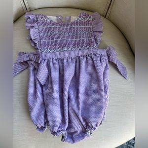 Girls Purple Gingham Bubble- Smockingbird 24 months